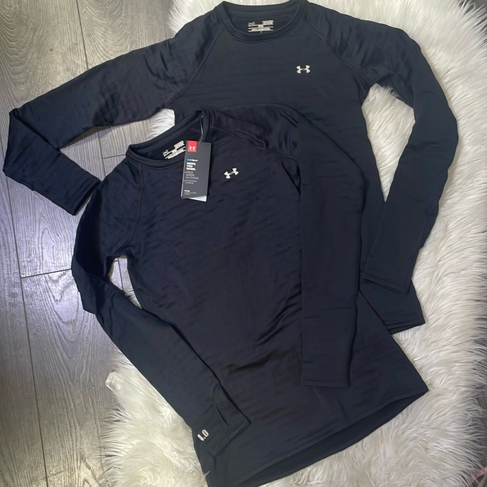 2 Under Armour Women's ColdGear® Base 4.0 black Crew shirt XS